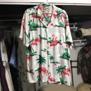 Flamingo shirt with island background